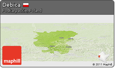 Physical Panoramic Map of Debica, lighten