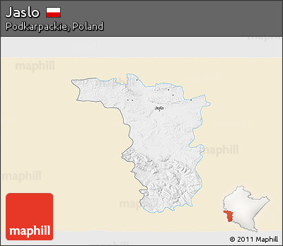Classic Style 3D Map of Jaslo, single color outside