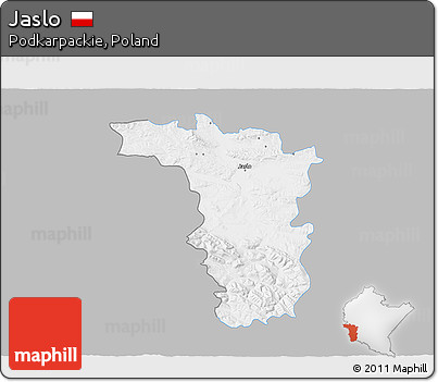 Gray 3D Map of Jaslo, single color outside
