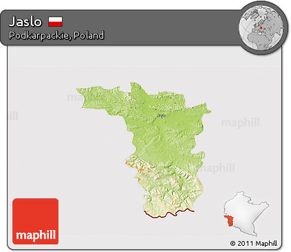 Physical 3D Map of Jaslo, cropped outside