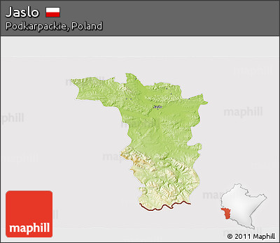 Physical 3D Map of Jaslo, cropped outside