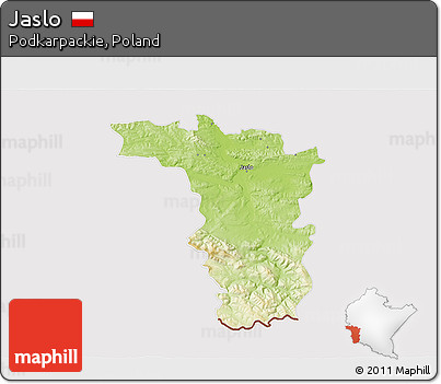 Physical 3D Map of Jaslo, cropped outside