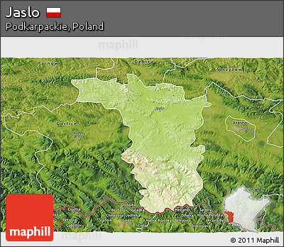Physical 3D Map of Jaslo, satellite outside