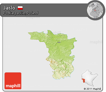Physical 3D Map of Jaslo, single color outside