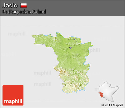 Physical 3D Map of Jaslo, single color outside