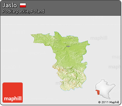 Physical 3D Map of Jaslo, single color outside