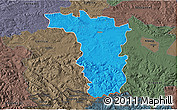 Political 3D Map of Jaslo, darken, semi-desaturated