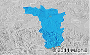 Political 3D Map of Jaslo, lighten, desaturated