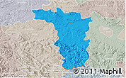 Political 3D Map of Jaslo, lighten, semi-desaturated