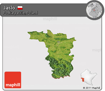Satellite 3D Map of Jaslo, cropped outside
