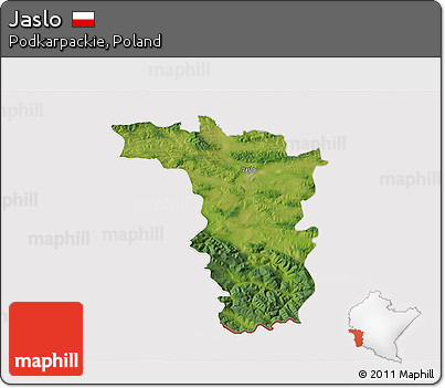 Satellite 3D Map of Jaslo, cropped outside