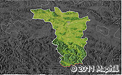 Satellite 3D Map of Jaslo, darken, desaturated
