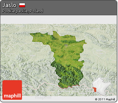 Satellite 3D Map of Jaslo, lighten