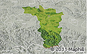 Satellite 3D Map of Jaslo, lighten, semi-desaturated