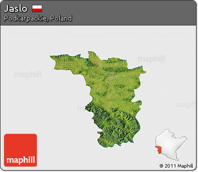 Satellite 3D Map of Jaslo, single color outside