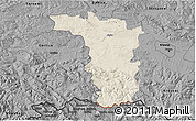 Shaded Relief 3D Map of Jaslo, darken, desaturated