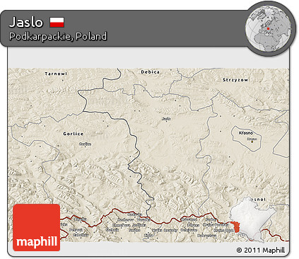 Shaded Relief 3D Map of Jaslo