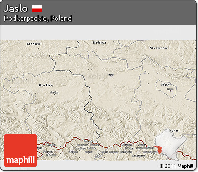 Shaded Relief 3D Map of Jaslo