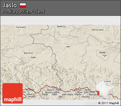 Shaded Relief 3D Map of Jaslo