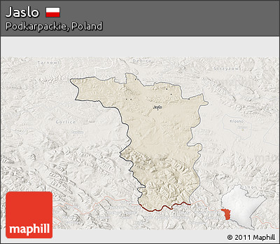 Shaded Relief 3D Map of Jaslo, lighten