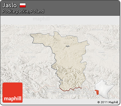 Shaded Relief 3D Map of Jaslo, lighten