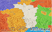 Shaded Relief 3D Map of Jaslo, political outside