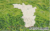 Shaded Relief 3D Map of Jaslo, satellite outside