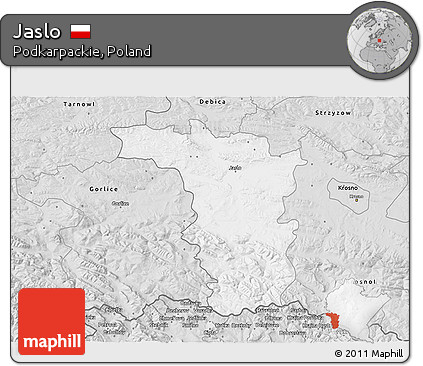Silver Style 3D Map of Jaslo