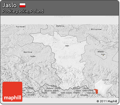 Silver Style 3D Map of Jaslo