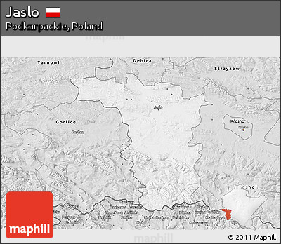 Silver Style 3D Map of Jaslo