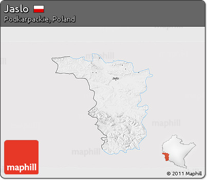 Silver Style 3D Map of Jaslo, single color outside