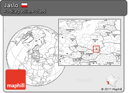 Blank Location Map of Jaslo, highlighted parent region, within the entire country