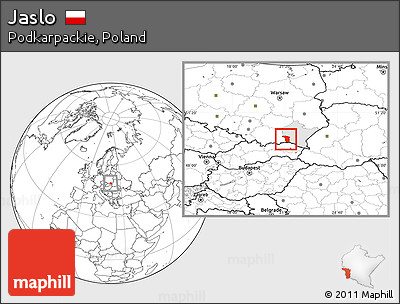 Blank Location Map of Jaslo, highlighted parent region
