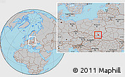 Gray Location Map of Jaslo, within the entire country
