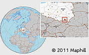 Gray Location Map of Jaslo, highlighted country