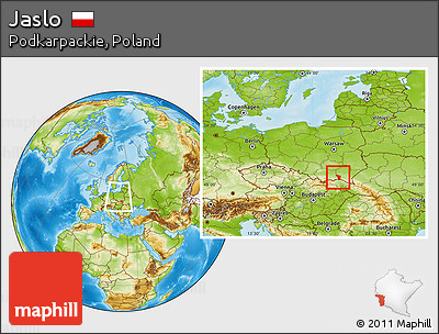 Physical Location Map of Jaslo, within the entire country