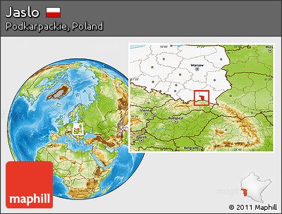 Physical Location Map of Jaslo, highlighted country