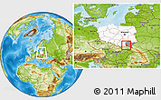 Physical Location Map of Jaslo, highlighted country, highlighted parent region, within the entire country
