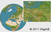 Satellite Location Map of Jaslo, within the entire country