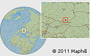Savanna Style Location Map of Jaslo, hill shading