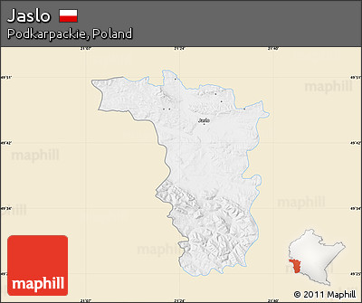 Classic Style Map of Jaslo, single color outside