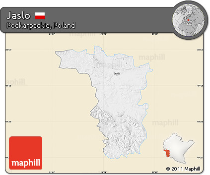 Classic Style Map of Jaslo, single color outside