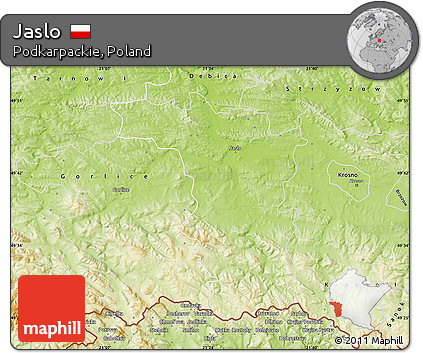 Physical Map of Jaslo