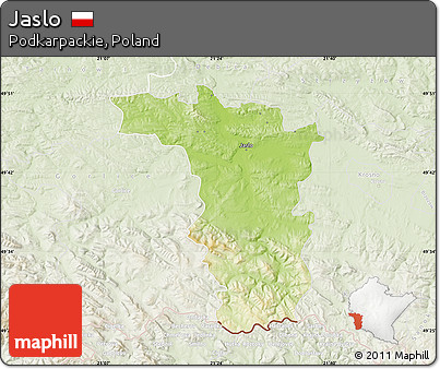 Physical Map of Jaslo, lighten
