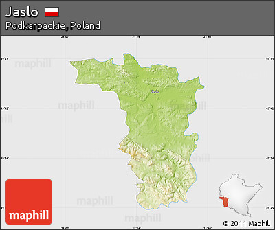 Physical Map of Jaslo, single color outside