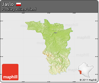 Physical Map of Jaslo, single color outside