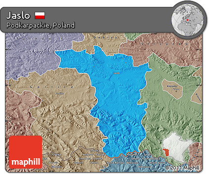 Political Map of Jaslo, semi-desaturated