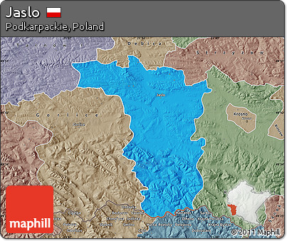 Political Map of Jaslo, semi-desaturated
