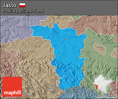 Political Map of Jaslo, semi-desaturated