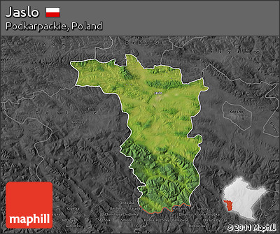Satellite Map of Jaslo, darken, desaturated